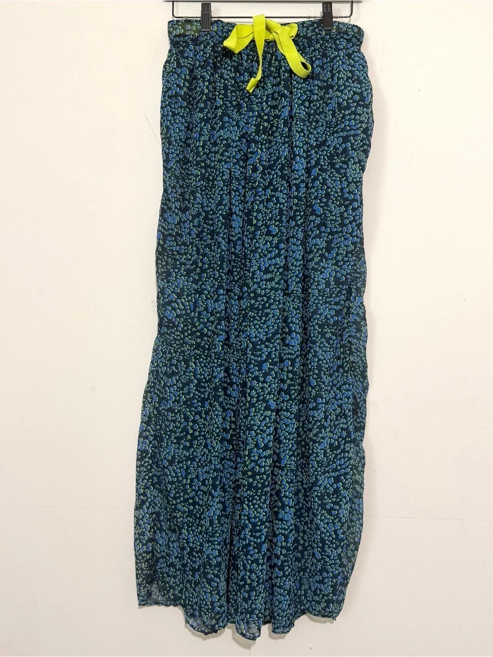 Free People Wide Leg Sheer Blue Patterned Pants SIZE SMALL